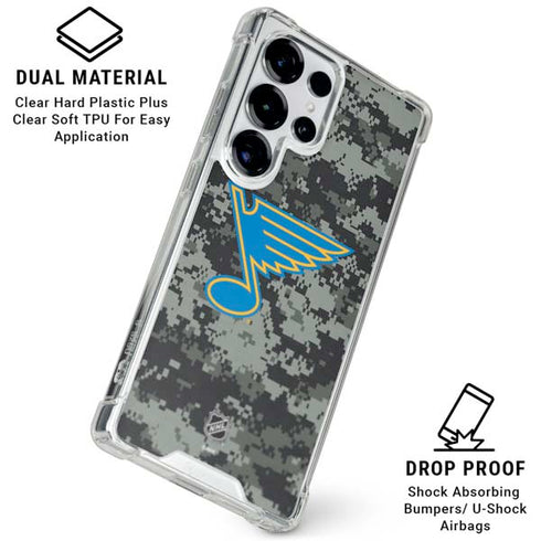 NHL St. Louis Blues Camo Galaxy S25 Ultra Clear Case